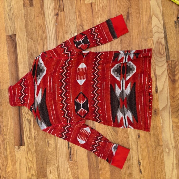 RL Ralph Lauren Active Red Aztec Print Fleece Half Zip Pullover Sweatshirt XL - Picture 3 of 5